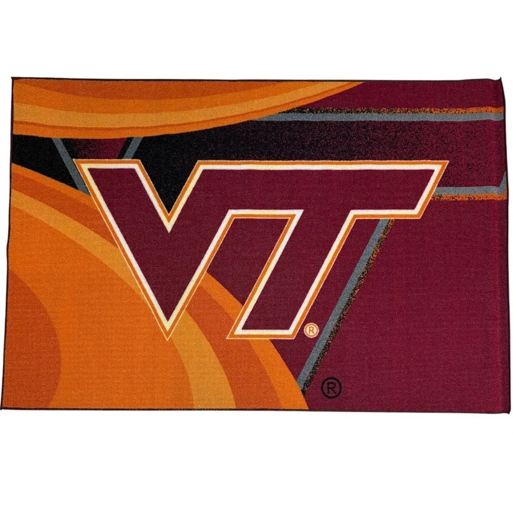 Northwest NCAA Virginia Tech Hokies Rug 39x59 Maroon Orange Fan Cave Decor Mat
